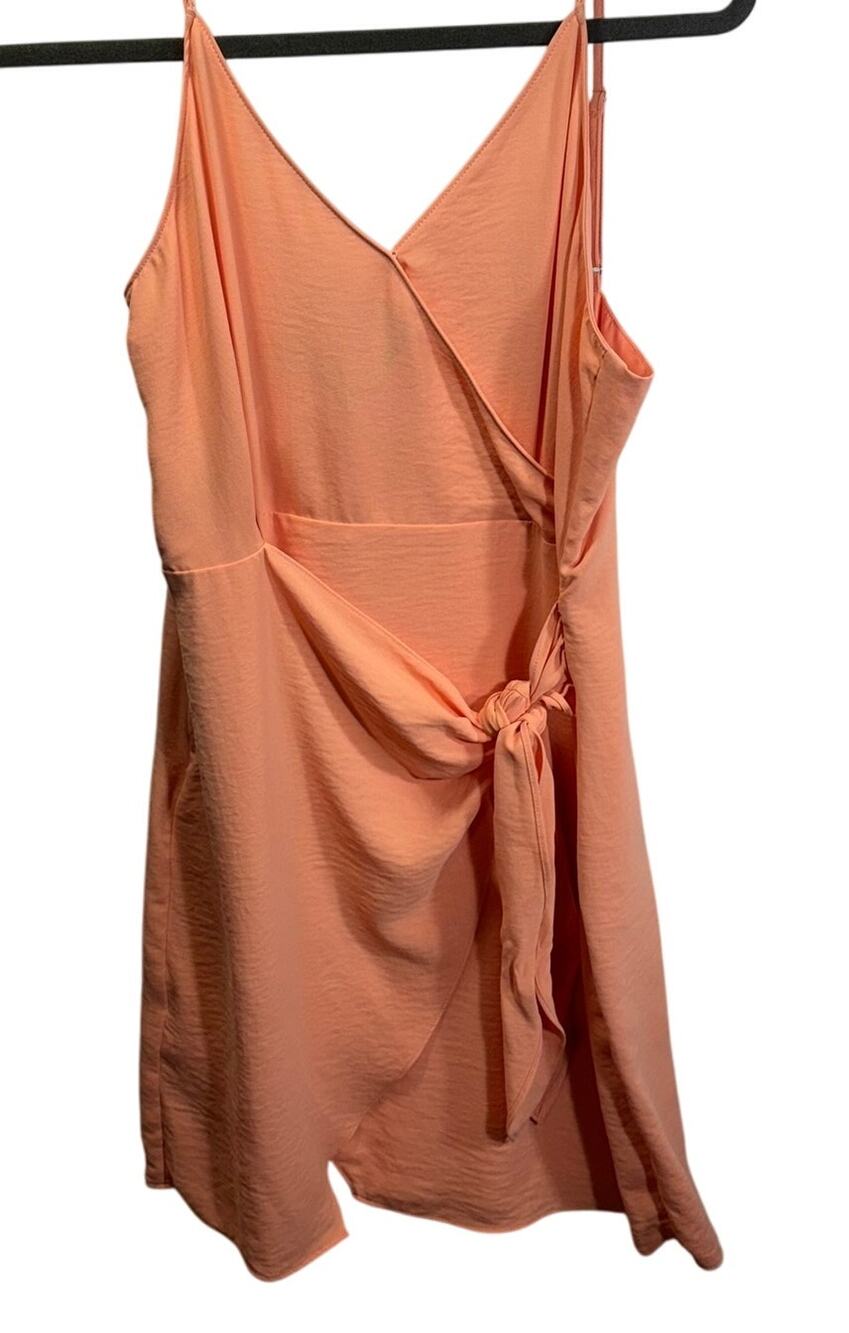 NWT Naked Zebra Peach Orange Wrap Dress Women's Size Medium M Adjustable Straps